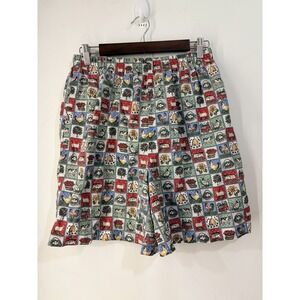 Vintage Farm Print Paperbag Shorts Women's L High Waist USA Cottagecore